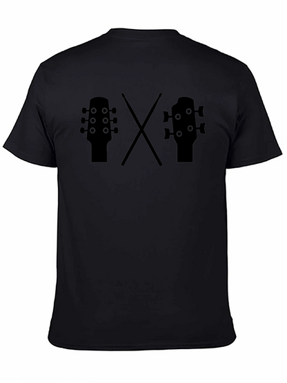 Guitar & Drums Tee - Musician Black T-Shirt