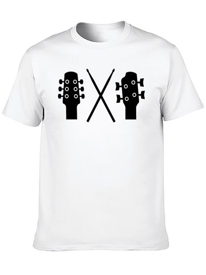 Guitar & Drums Tee - Musician Black T-Shirt