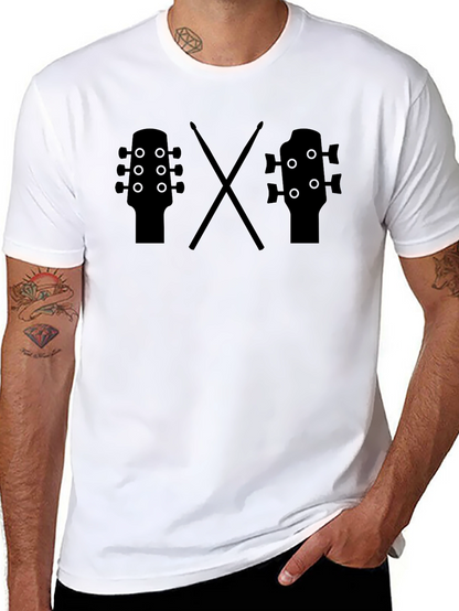 Guitar & Drums Tee - Musician Black T-Shirt