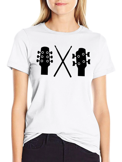 Guitar & Drums Tee - Musician Black T-Shirt