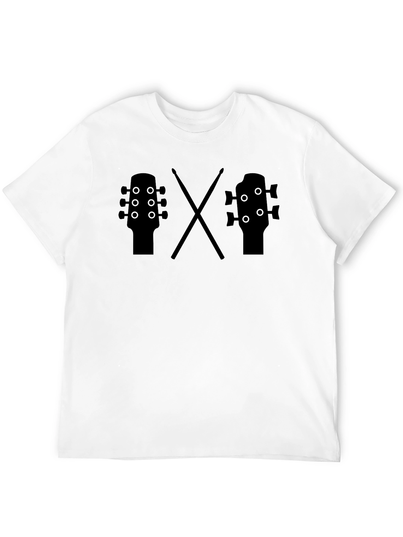 Guitar & Drums Tee - Musician Black T-Shirt