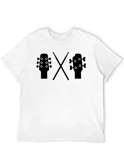 Guitar & Drums Tee - Musician Black T-Shirt