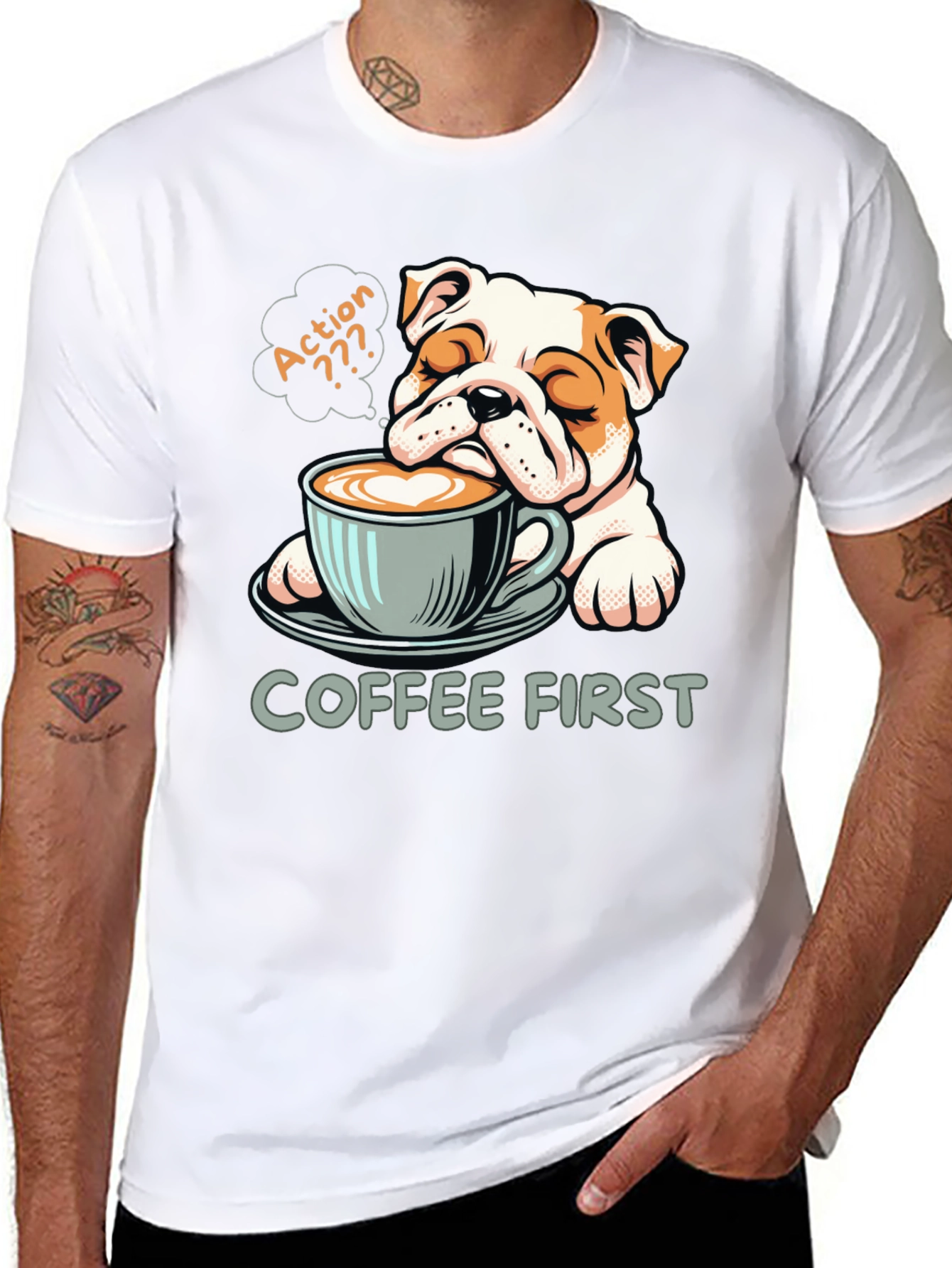 Coffee First Bulldog Tee - Relaxed Fit