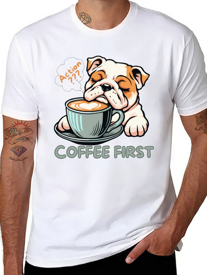 Coffee First Bulldog Tee - Relaxed Fit