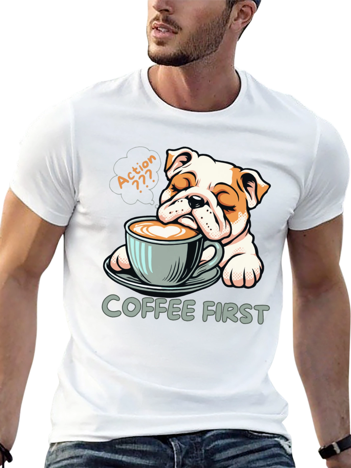 Coffee First Bulldog Tee - Relaxed Fit