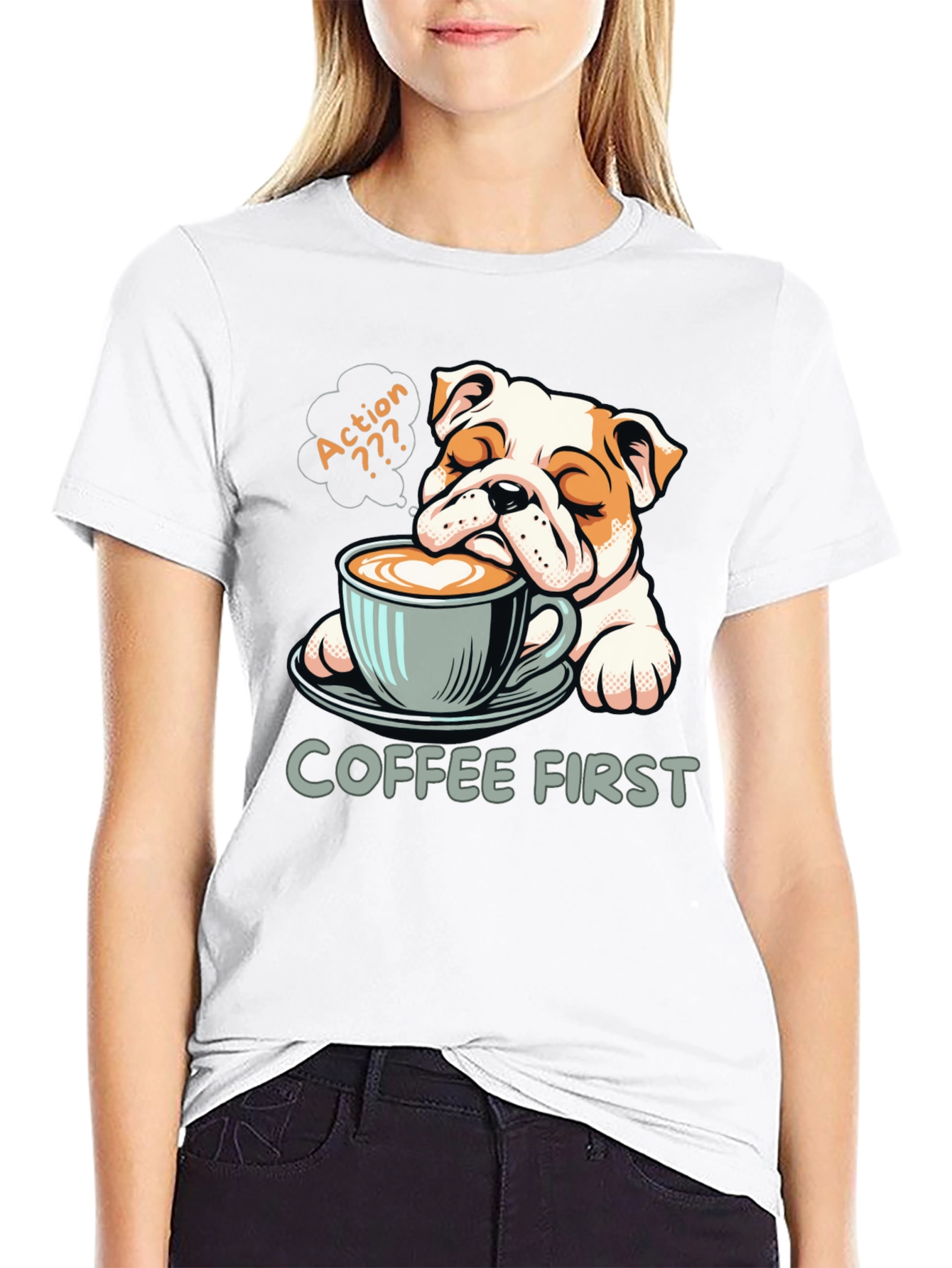 Coffee First Bulldog Tee - Relaxed Fit