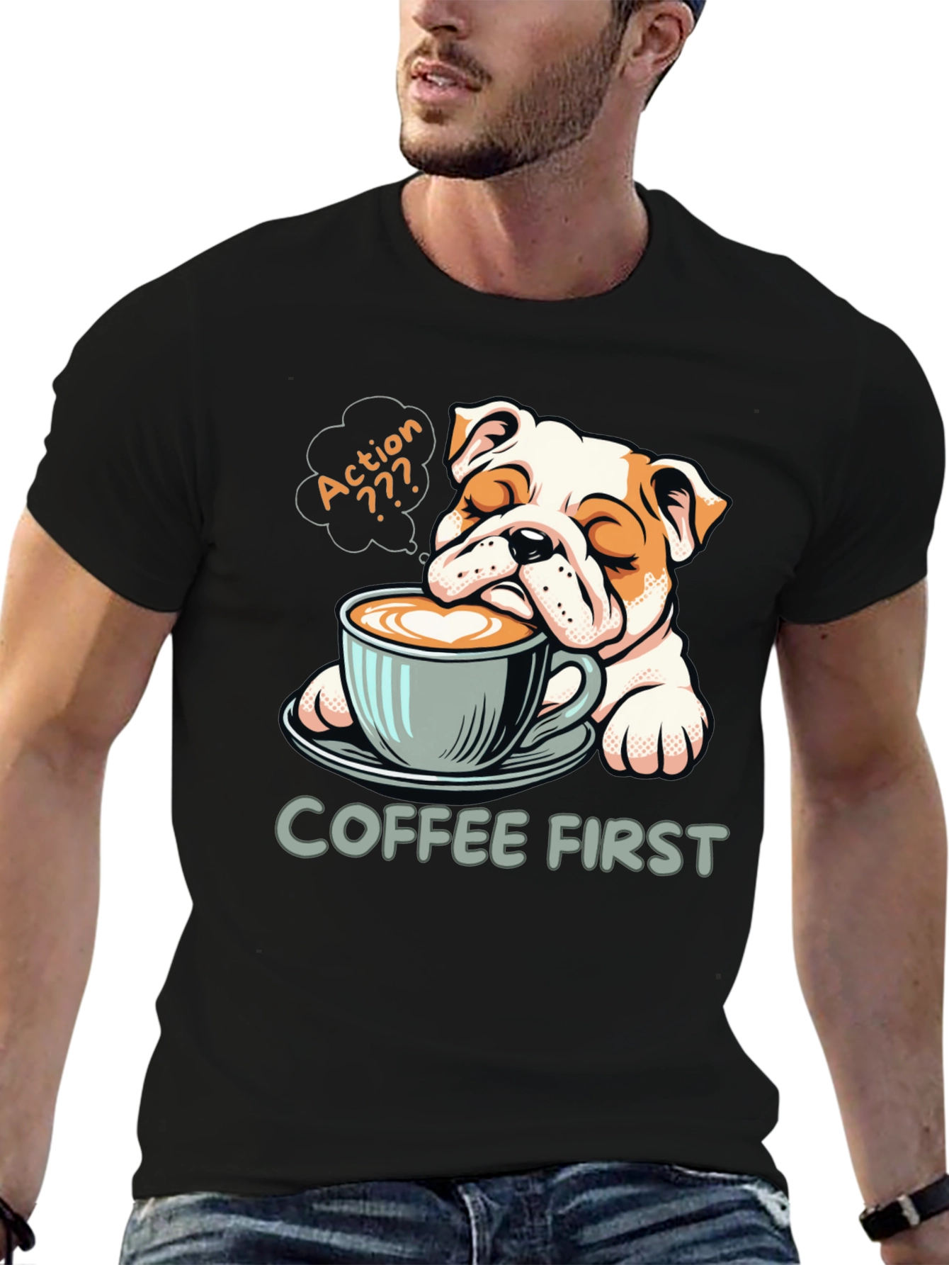 Coffee First Bulldog Tee - Relaxed Fit