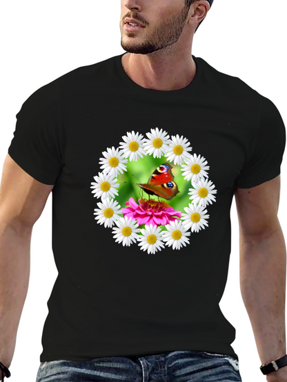 Butterfly & Daisy Wreath Graphic T-Shirt