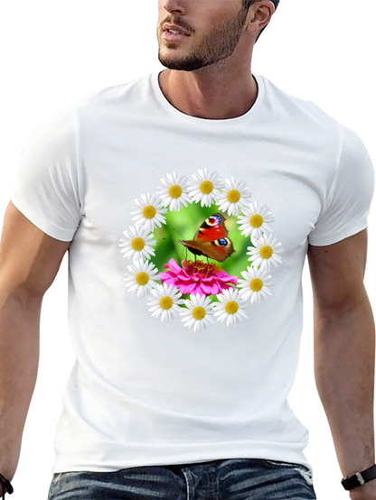 Butterfly & Daisy Wreath Graphic T-Shirt