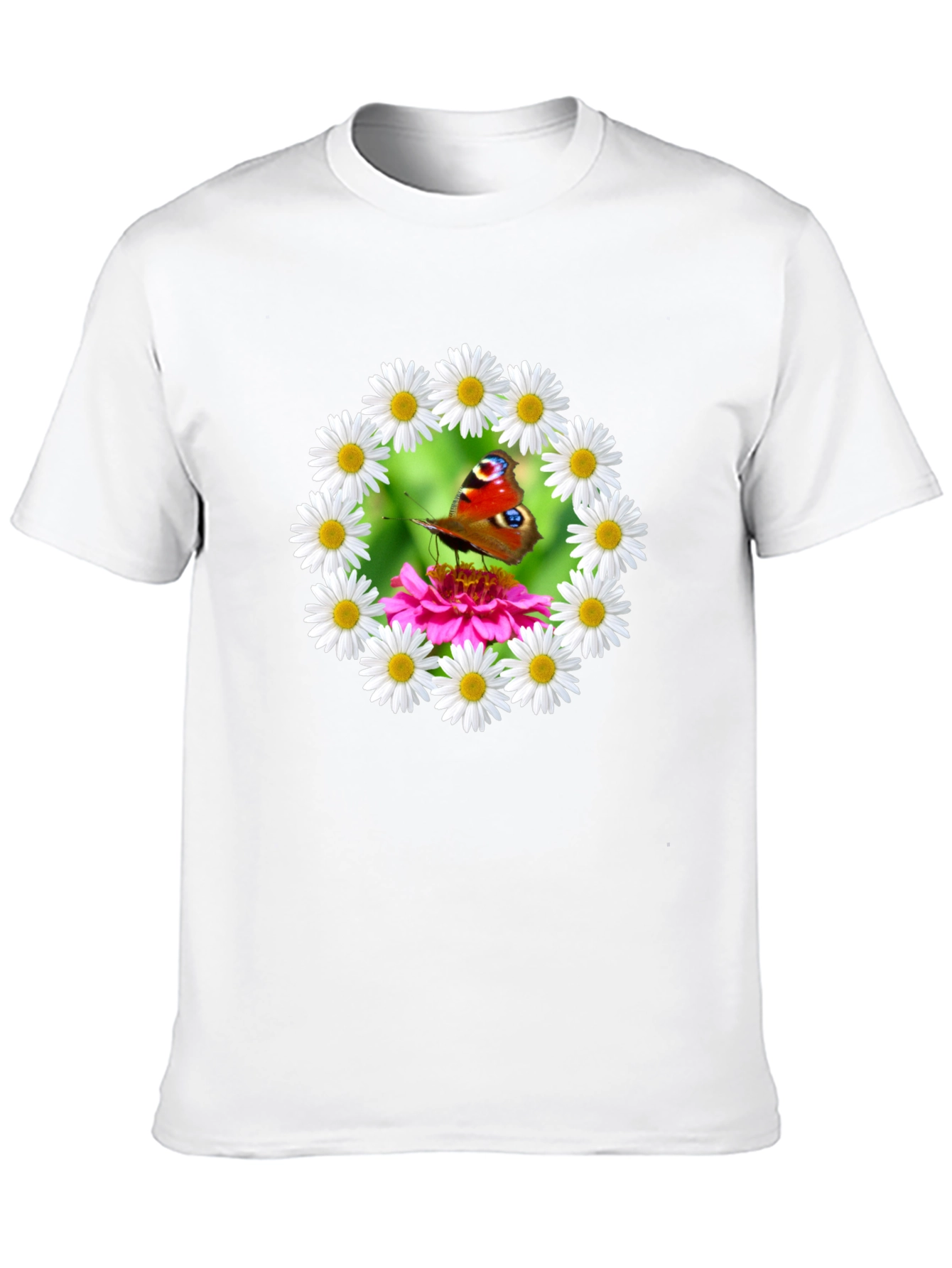 Butterfly & Daisy Wreath Graphic T-Shirt