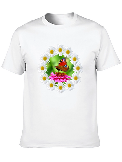 Butterfly & Daisy Wreath Graphic T-Shirt
