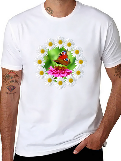 Butterfly & Daisy Wreath Graphic T-Shirt