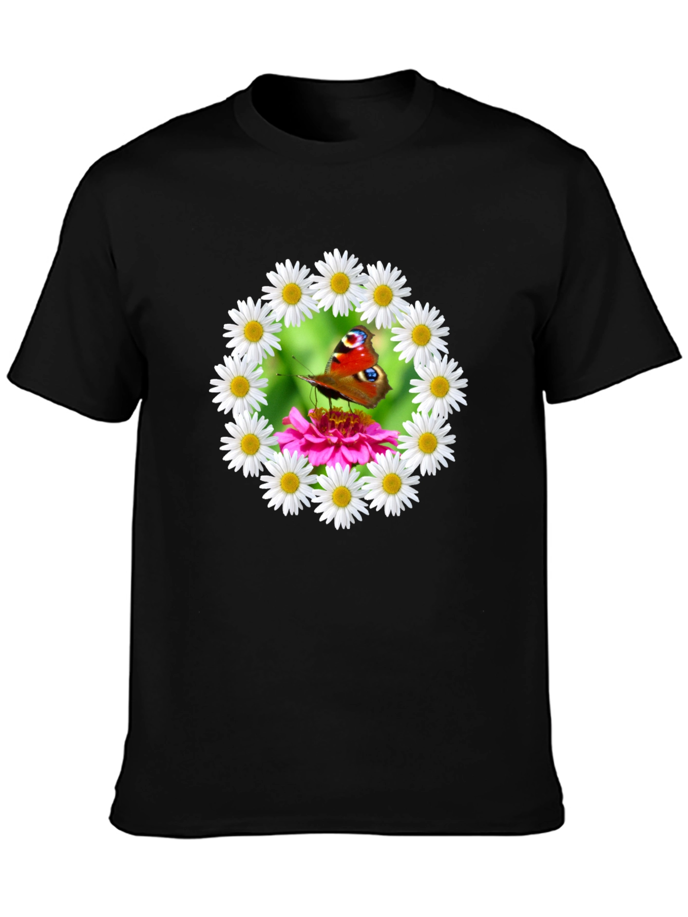 Butterfly & Daisy Wreath Graphic T-Shirt