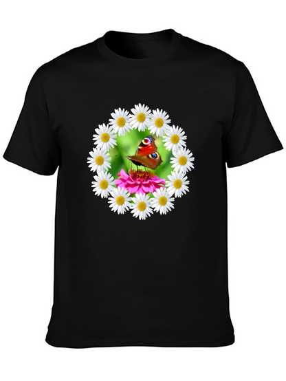Butterfly & Daisy Wreath Graphic T-Shirt