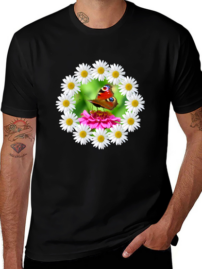 Butterfly & Daisy Wreath Graphic T-Shirt