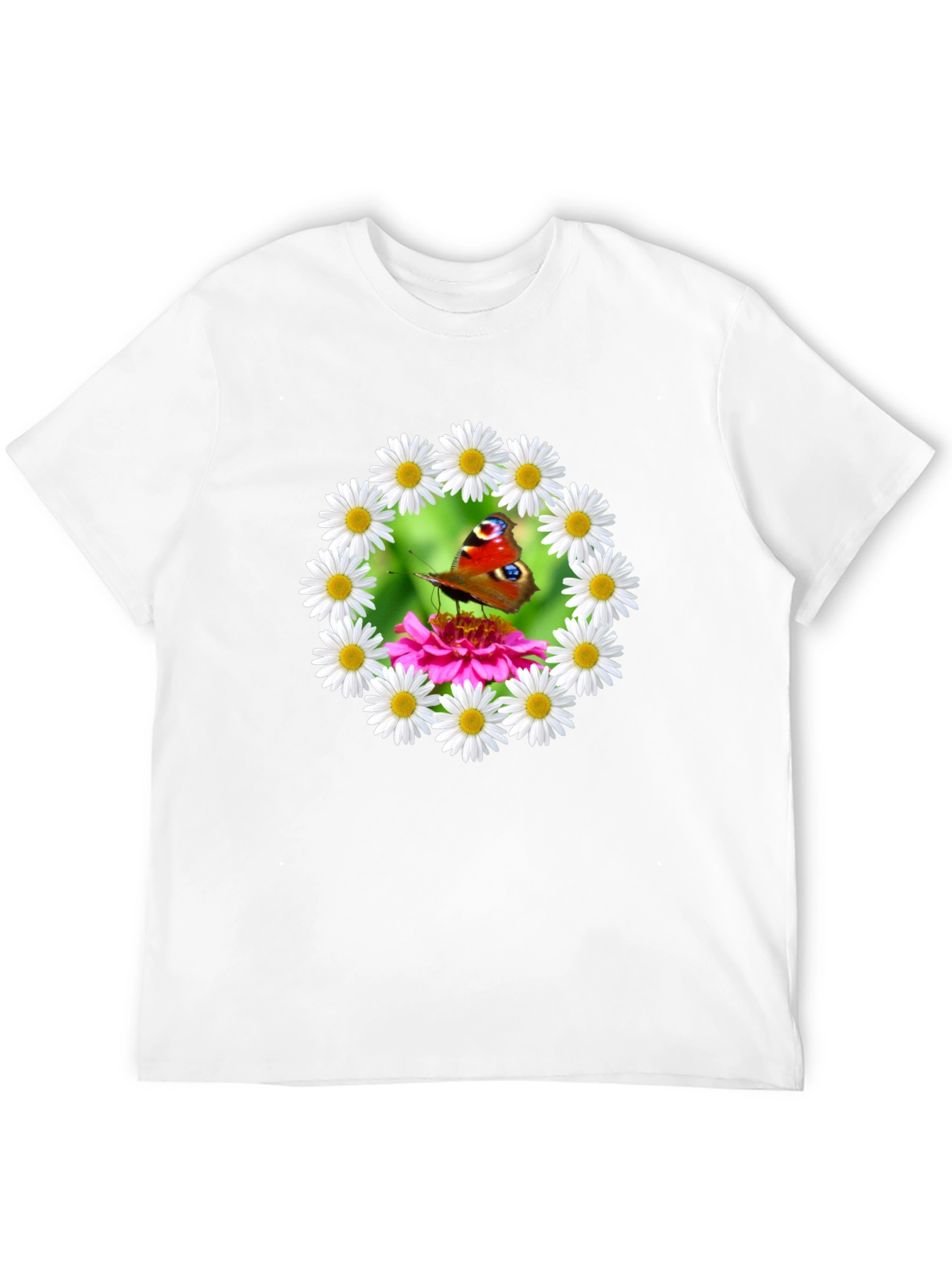 Butterfly & Daisy Wreath Graphic T-Shirt