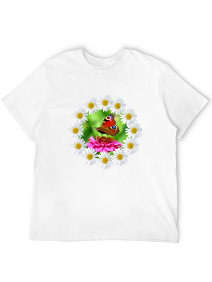 Butterfly & Daisy Wreath Graphic T-Shirt