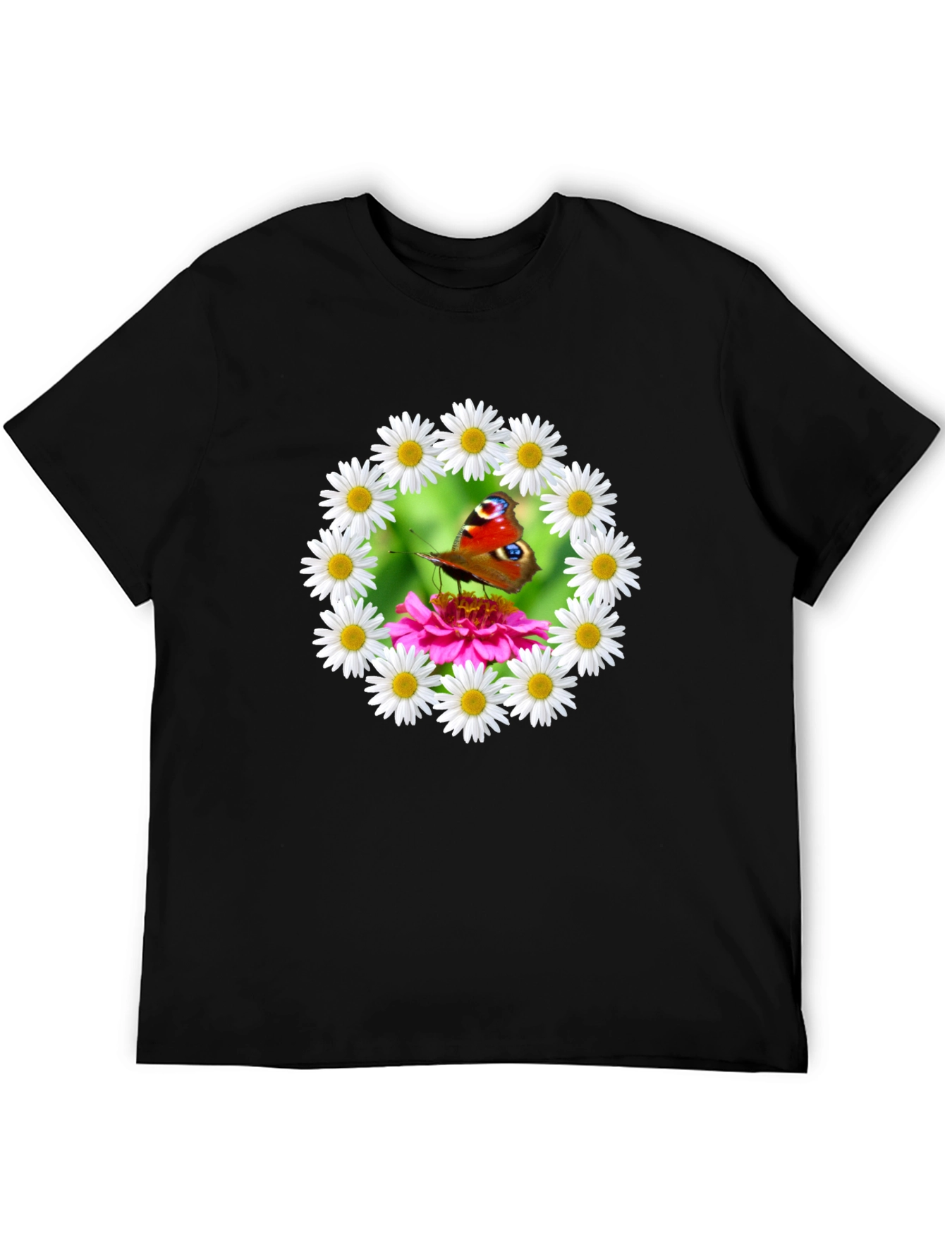 Butterfly & Daisy Wreath Graphic T-Shirt