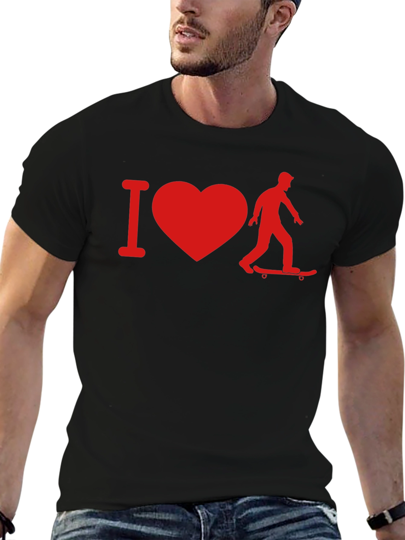 I Heart Skateboarding T-Shirt - Black