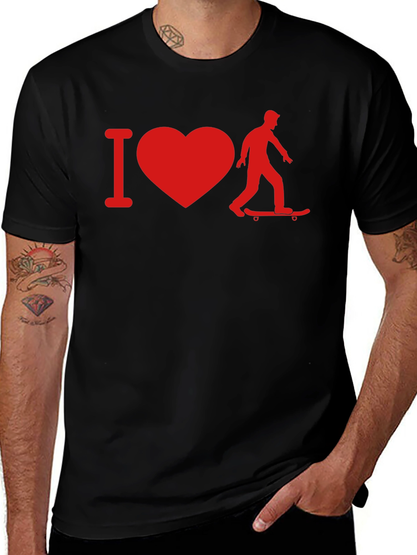 I Heart Skateboarding T-Shirt - Black