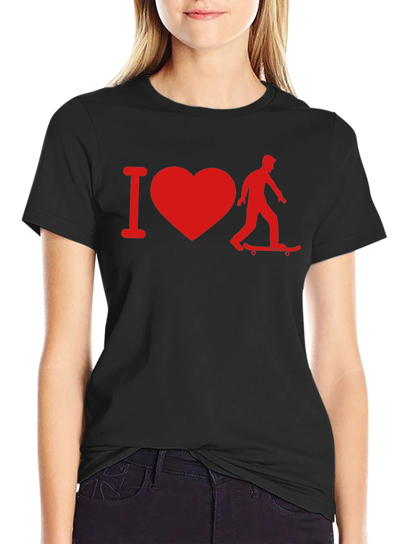 I Heart Skateboarding T-Shirt - Black