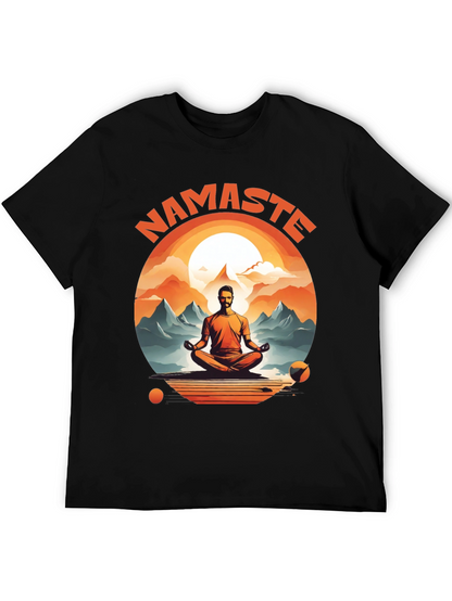 Namaste Yoga T-Shirt - Meditating Man Design