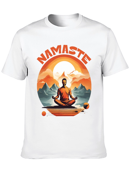 Namaste Yoga T-Shirt - Meditating Man Design