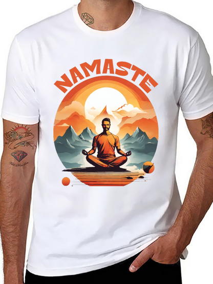 Namaste Yoga T-Shirt - Meditating Man Design