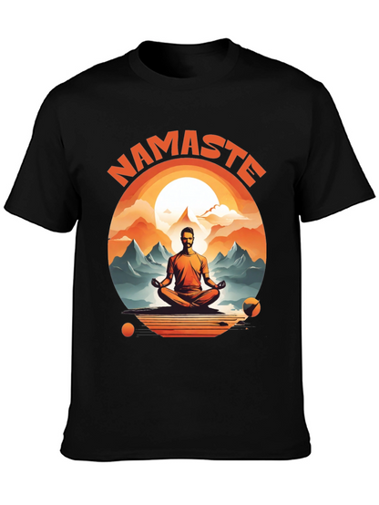 Namaste Yoga T-Shirt - Meditating Man Design