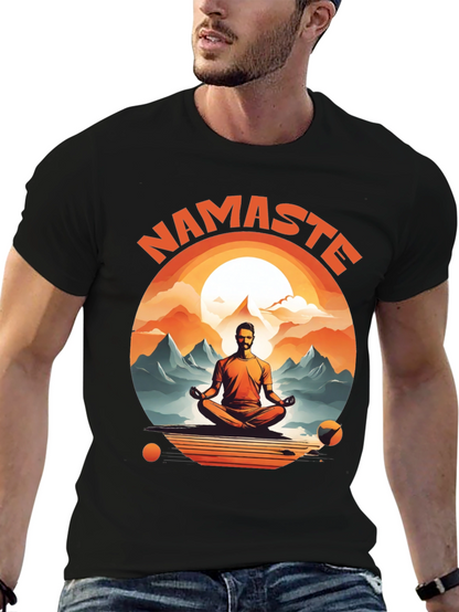Namaste Yoga T-Shirt - Meditating Man Design