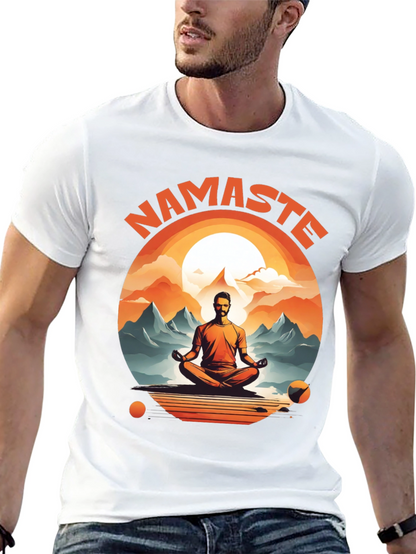 Namaste Yoga T-Shirt - Meditating Man Design