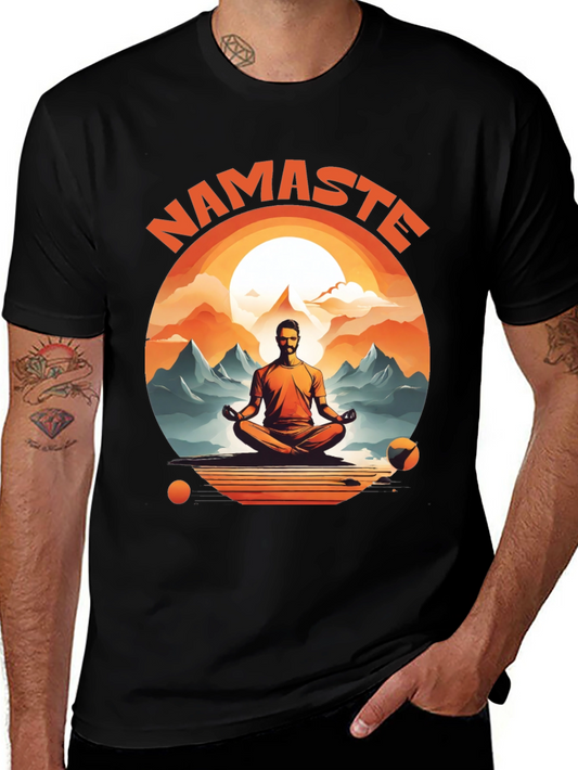 Namaste Yoga T-Shirt - Meditating Man Design