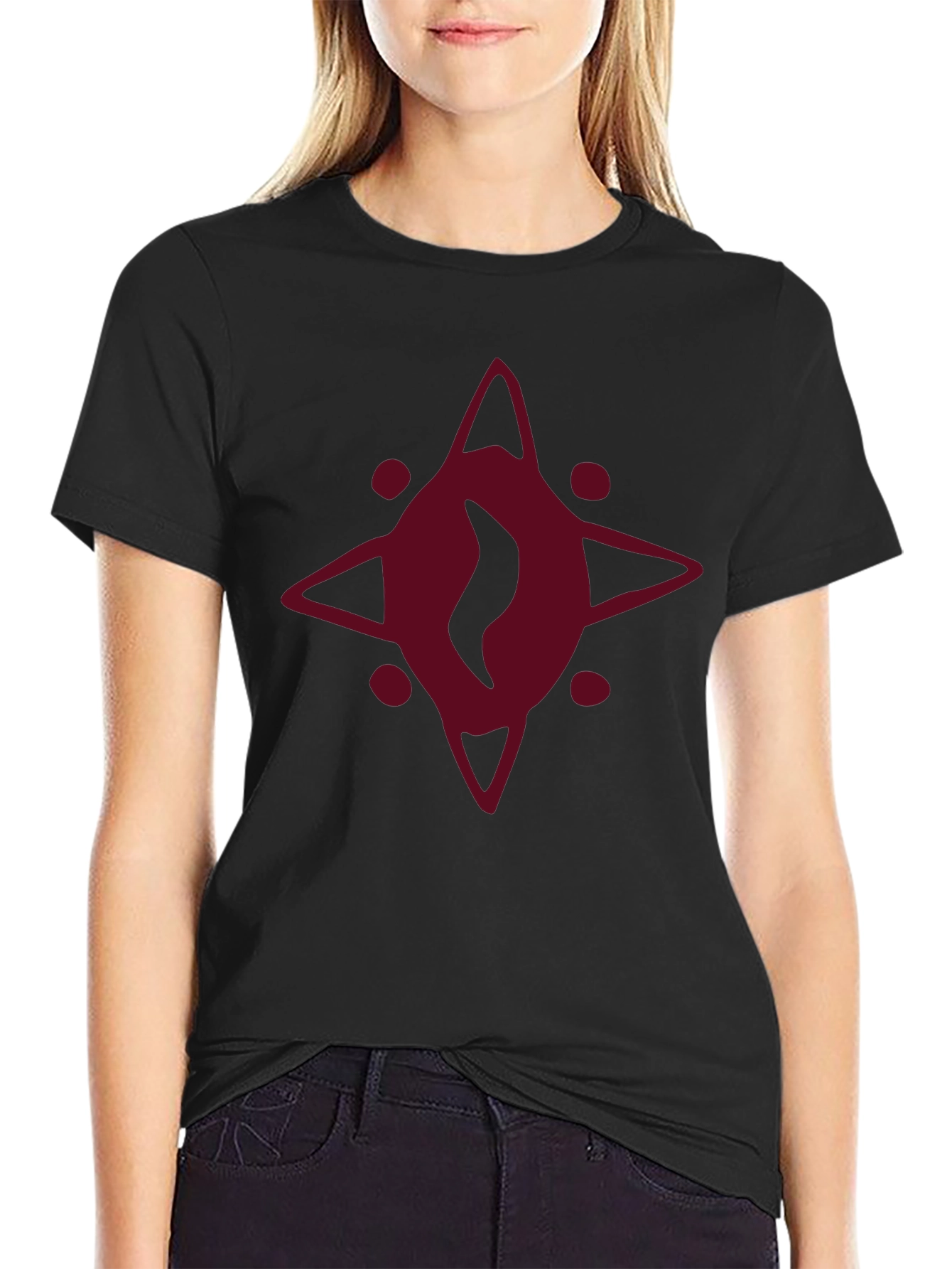 Burgundy Eye Graphic Black T-Shirt