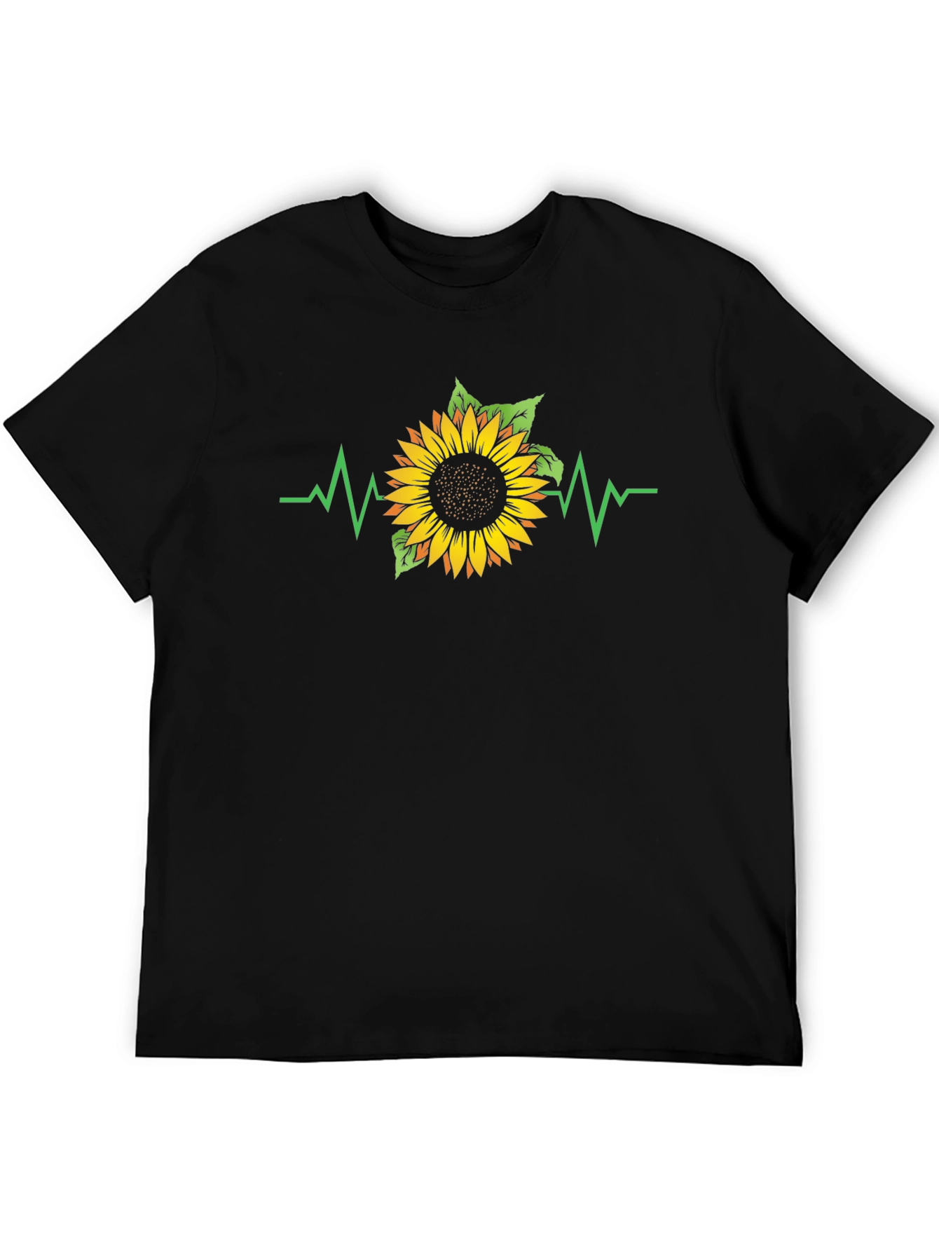 Sunflower Heartbeat Black T-Shirt