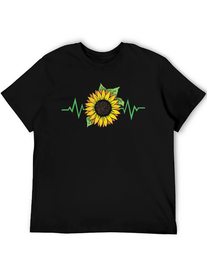 Sunflower Heartbeat Black T-Shirt