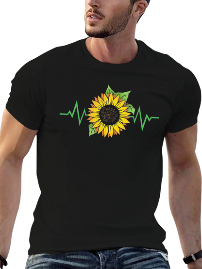 Sunflower Heartbeat Black T-Shirt