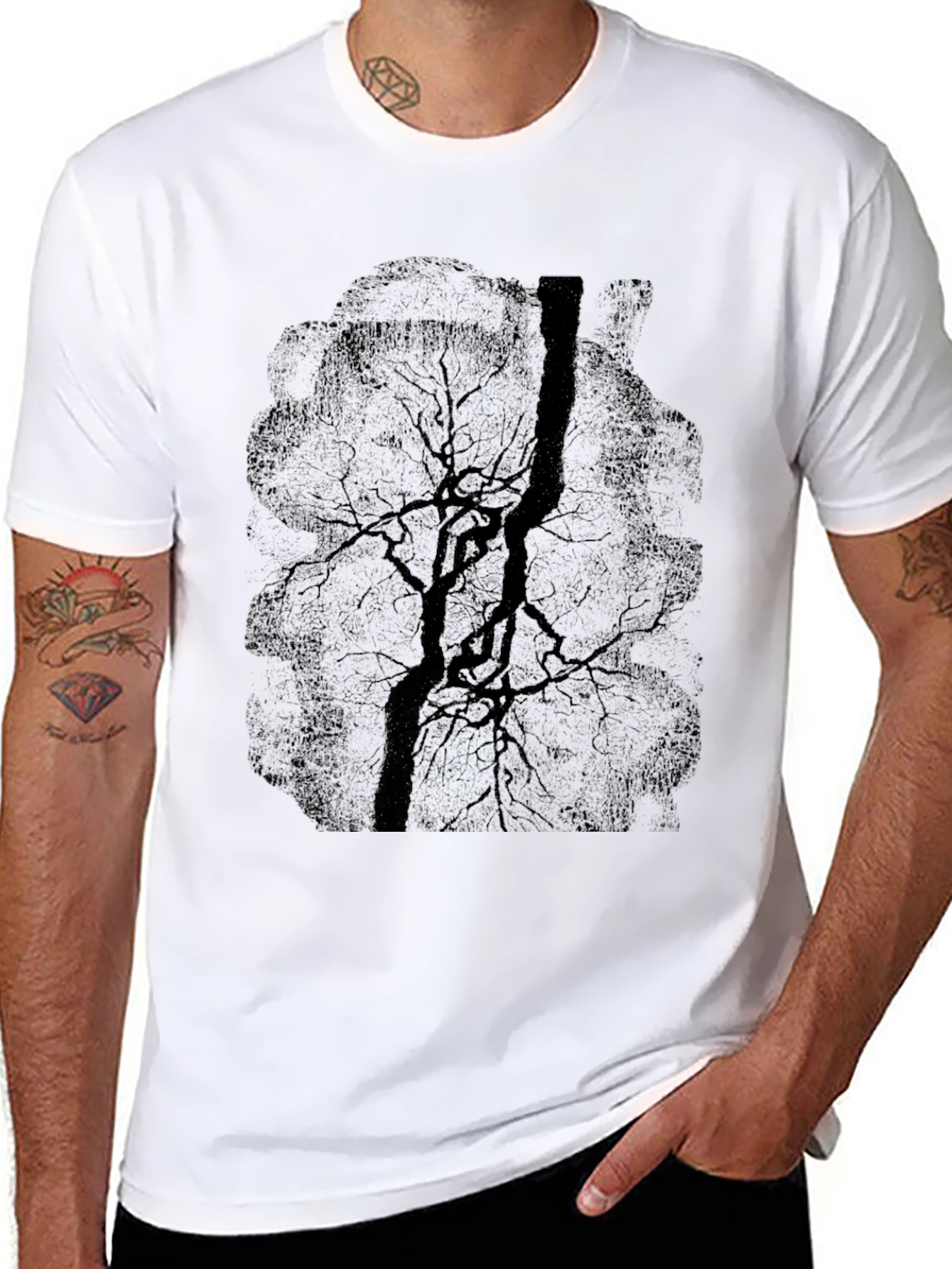 Dark Tree Graphic Tee - Mens Casual T-Shirt