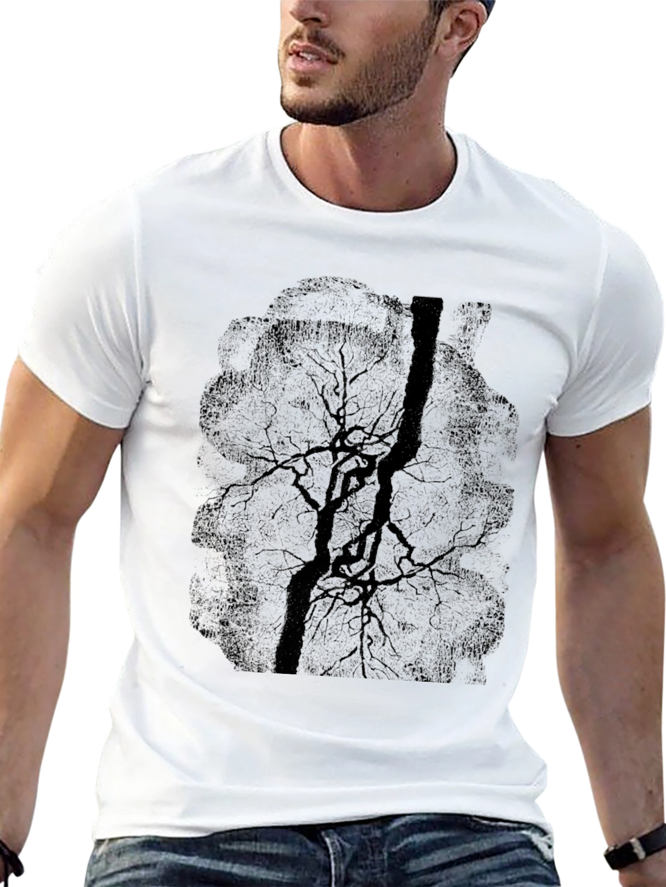 Dark Tree Graphic Tee - Mens Casual T-Shirt