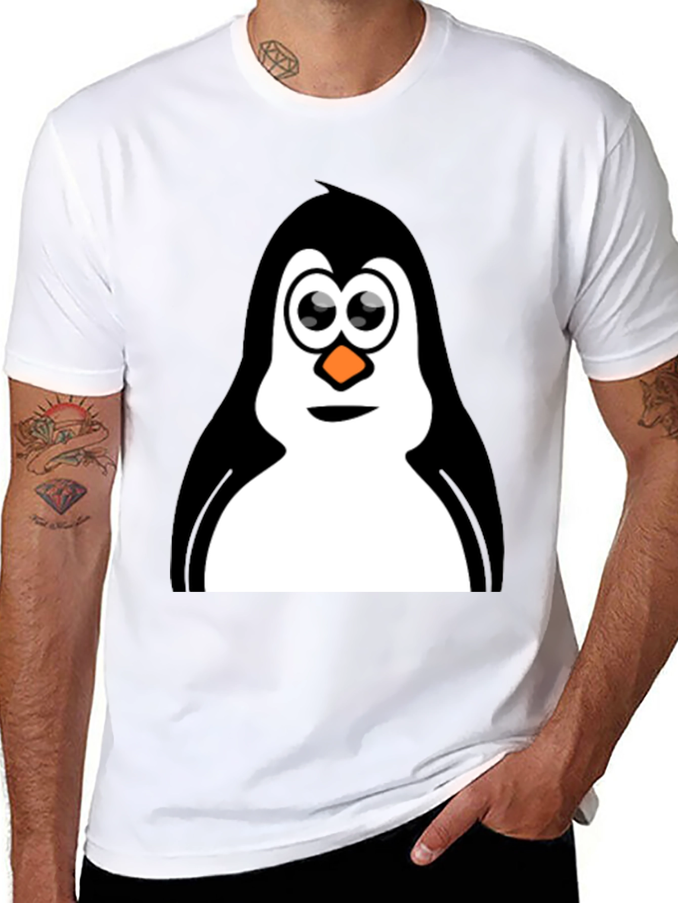 Penguin Graphic Tee - Black Cotton T-Shirt