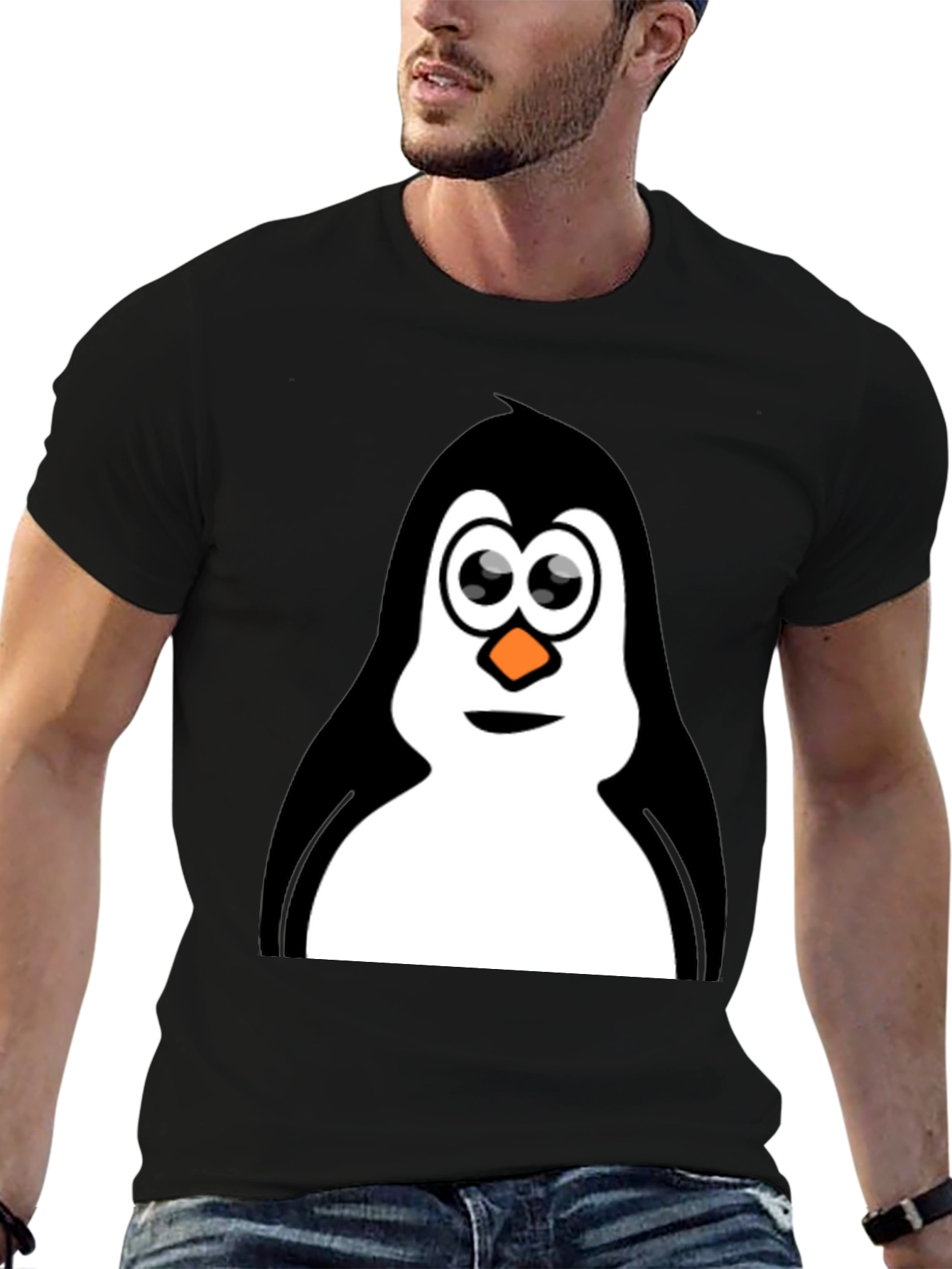 Penguin Graphic Tee - Black Cotton T-Shirt