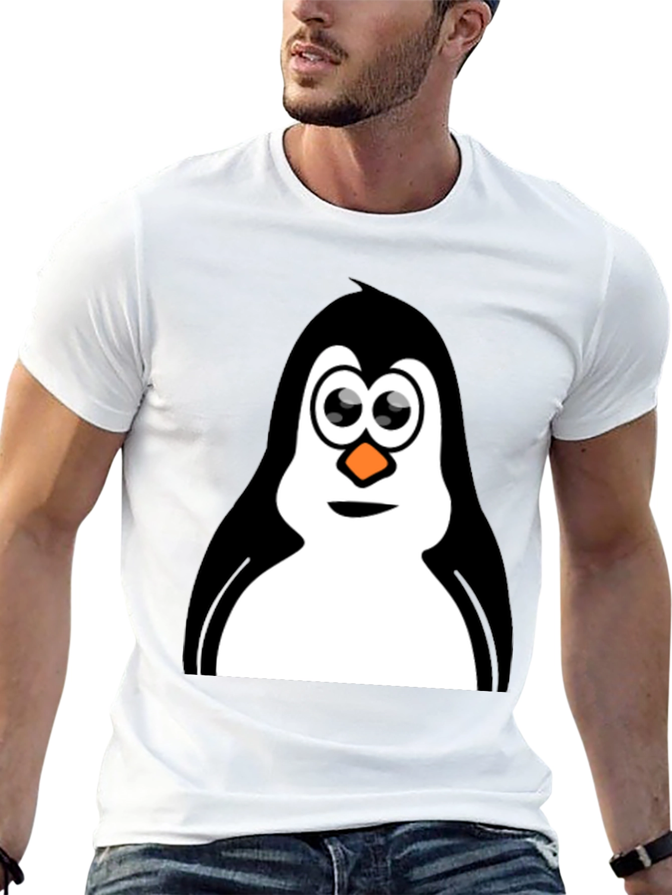 Penguin Graphic Tee - Black Cotton T-Shirt