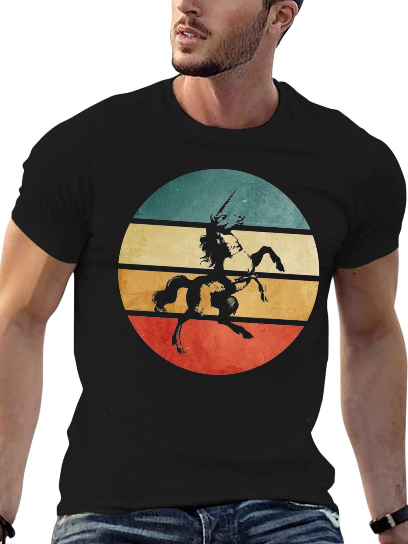 Retro Unicorn Graphic Tee - Black