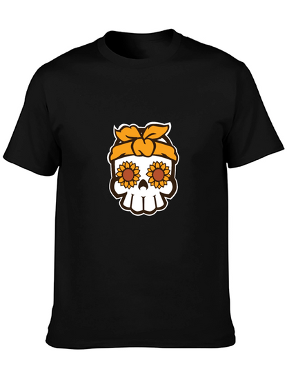 Sunflower Skull Graphic Tee - Stylish Unisex T-Shirt