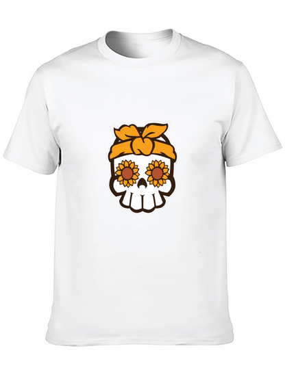 Sunflower Skull Graphic Tee - Stylish Unisex T-Shirt