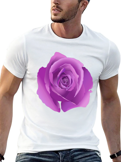 Black T-Shirt with Purple Rose Design