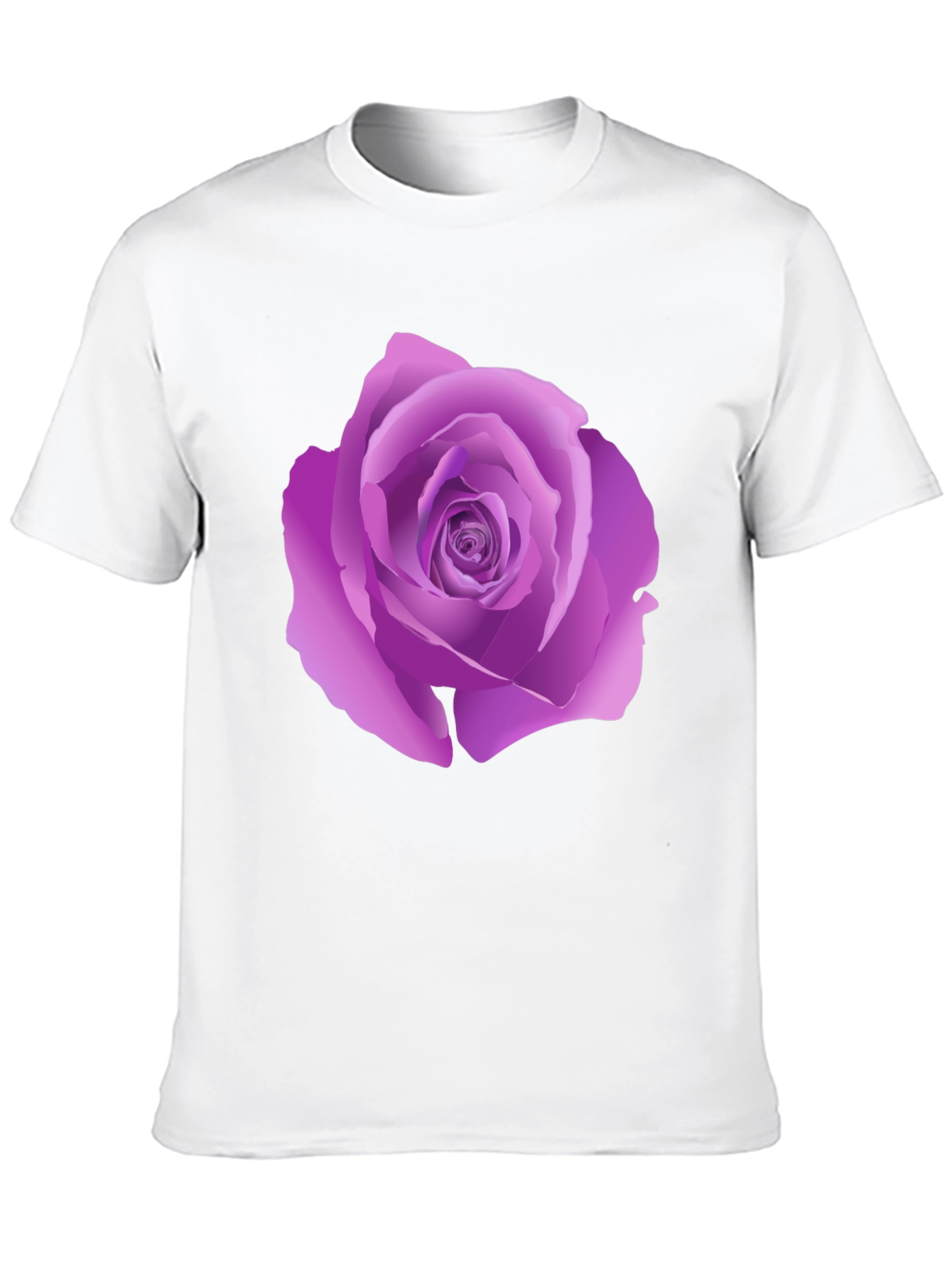 Black T-Shirt with Purple Rose Design