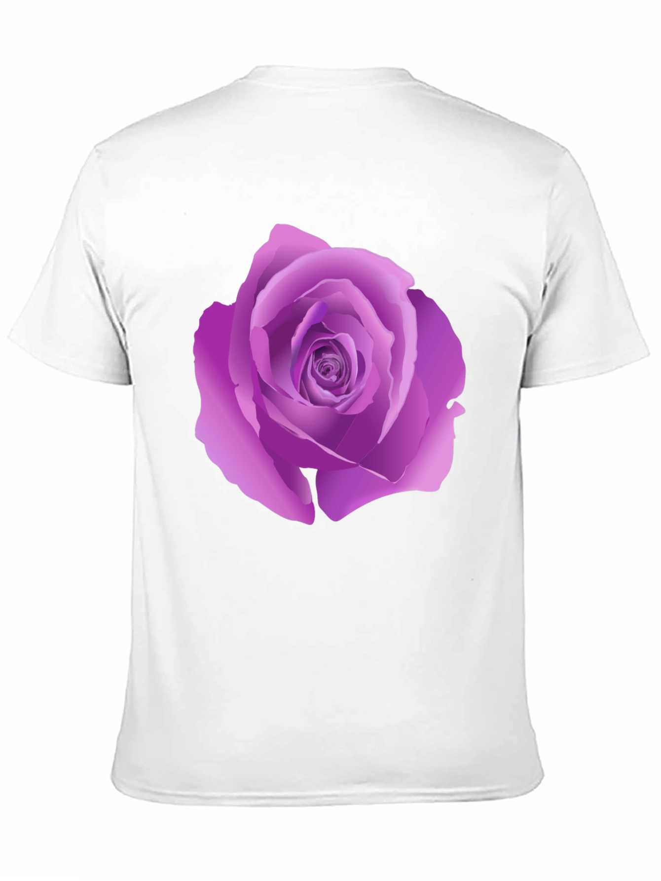 Black T-Shirt with Purple Rose Design