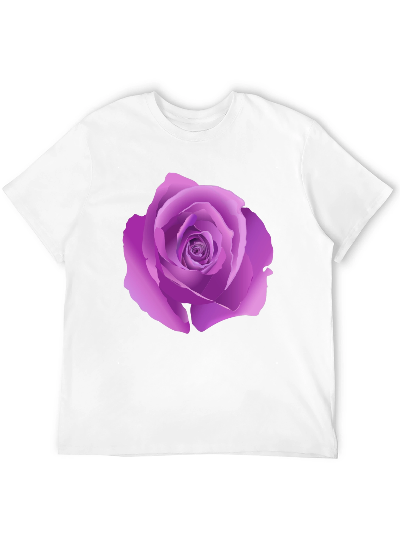Black T-Shirt with Purple Rose Design