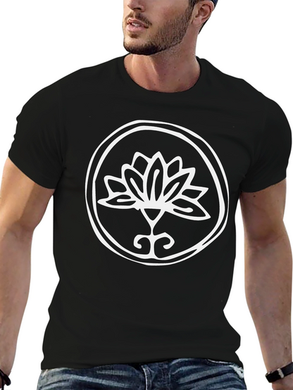 Lotus Flower Graphic Tee - Stylish Black T-Shirt