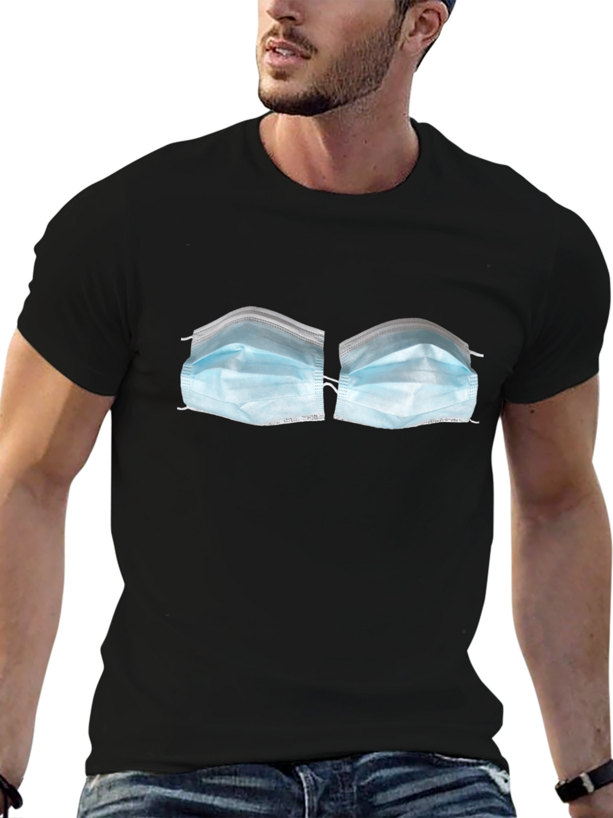 Face Mask Bra T-Shirt - Novelty Funny Top